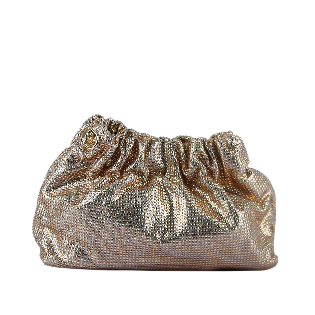 Pouch-style clutch purse with a sparkly, ruched top