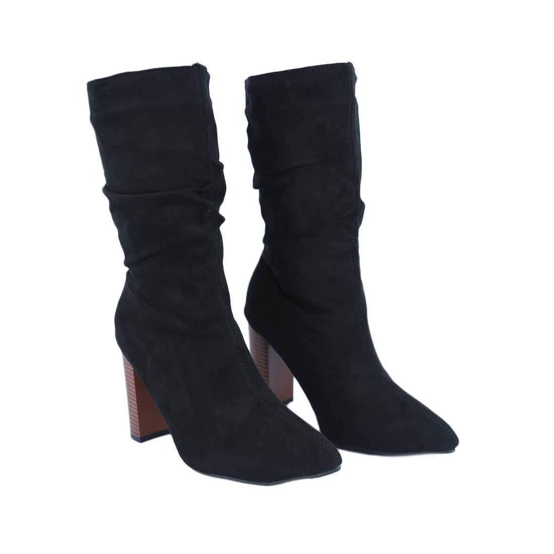 Ankle boots with a slouchy, folded top and a block heel.