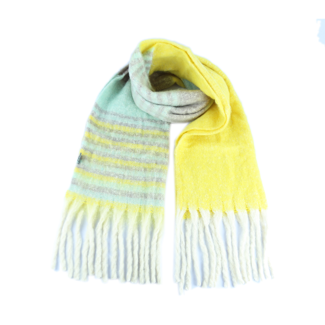 Striped fringed scarf