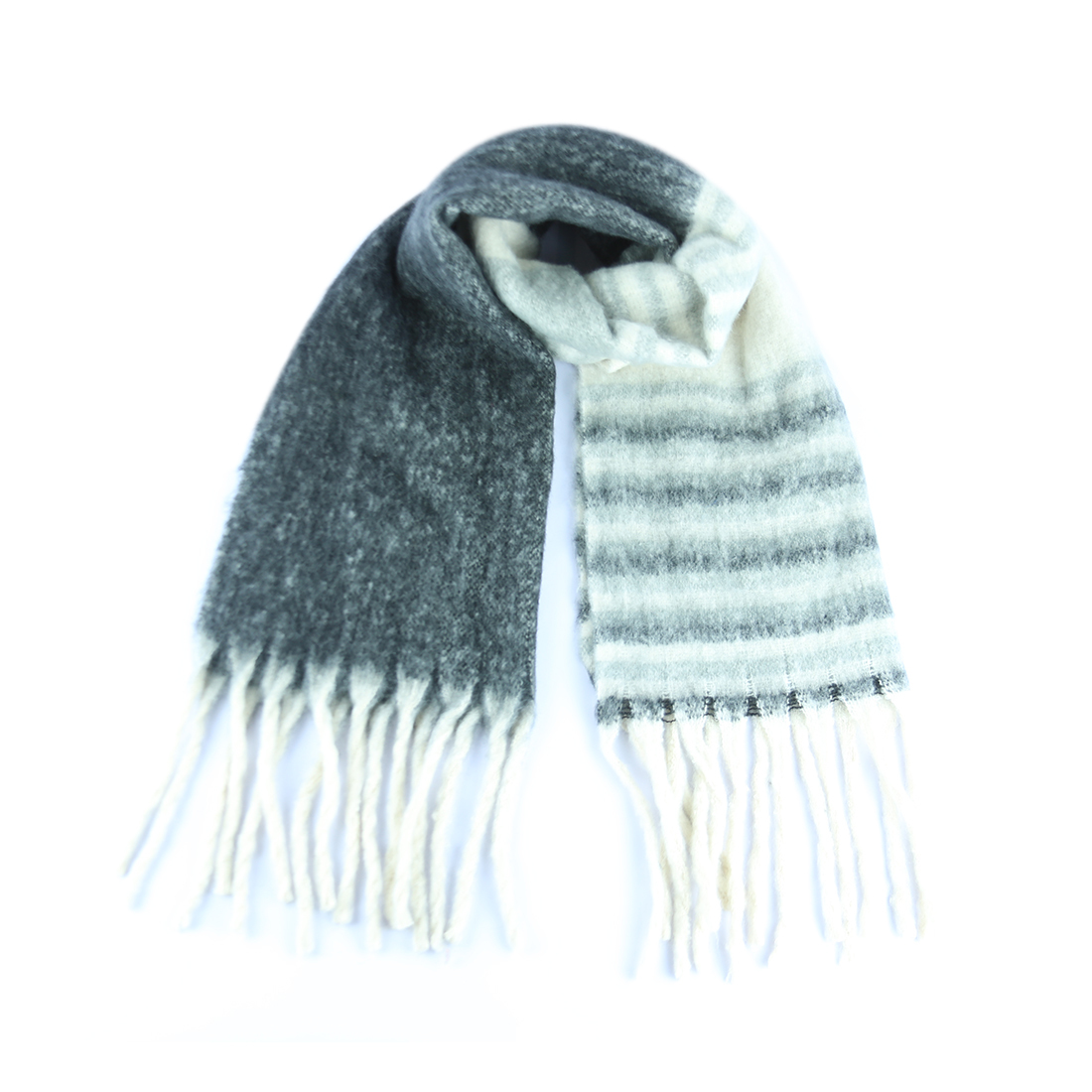 striped fringed scarf