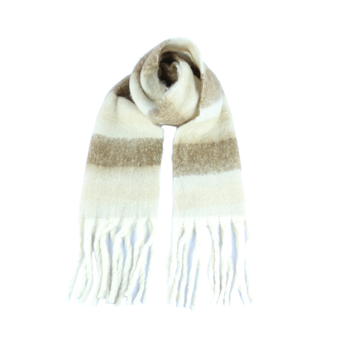 Striped scarf with fringe