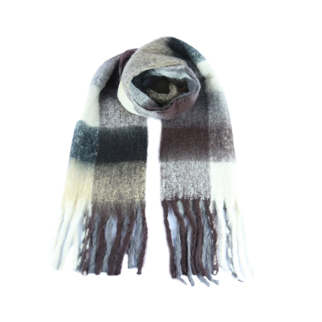 plaid fringed scarf
