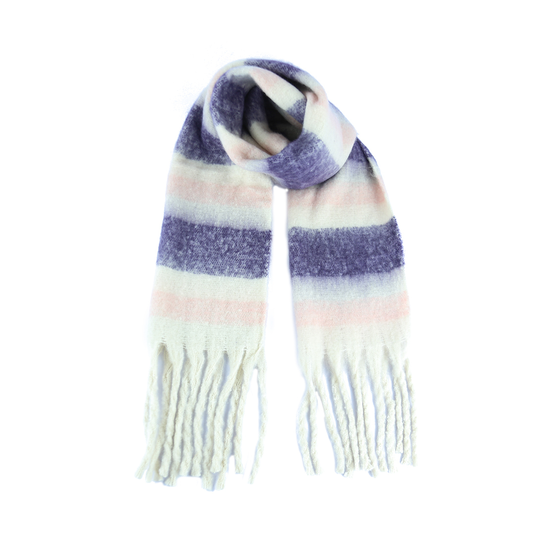 striped fringed scarf