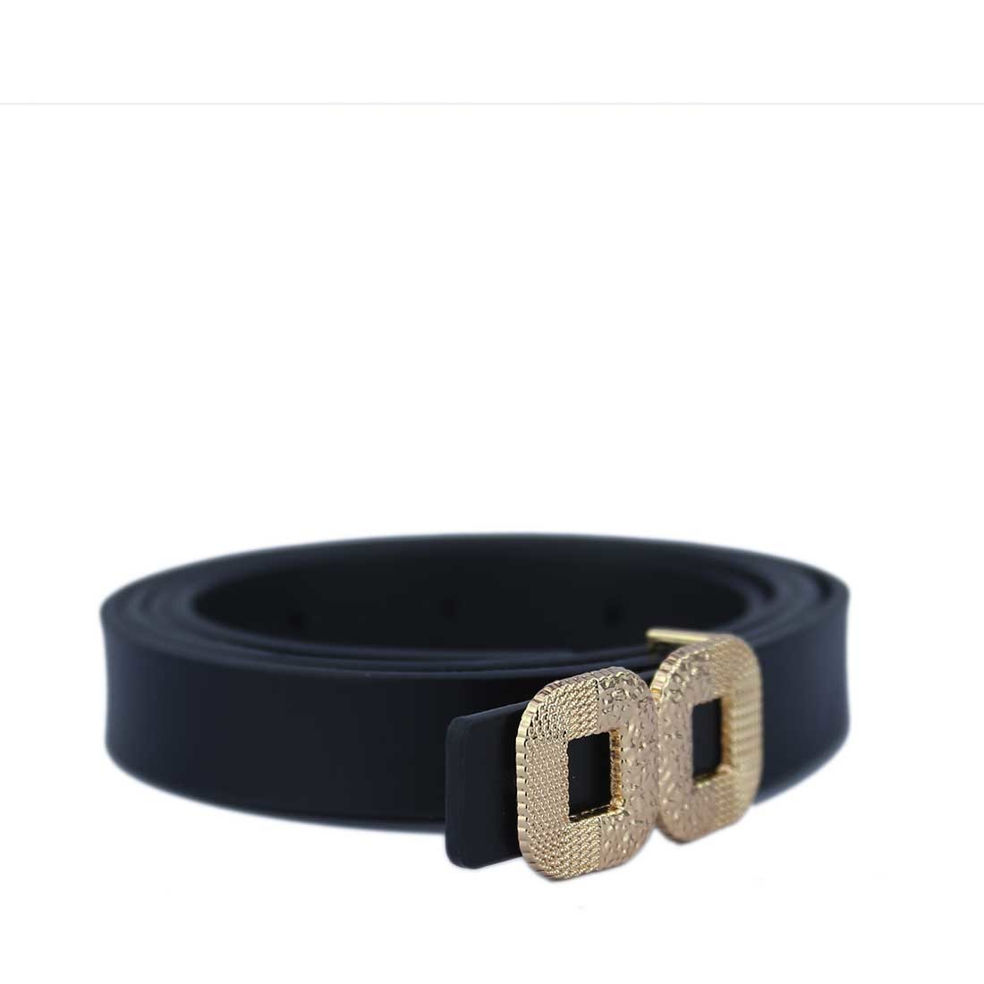Classic black belt with a unique, textured buckle.