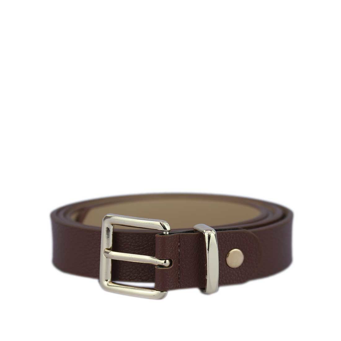 Slim casual belt with a classic gold-toned buckle.