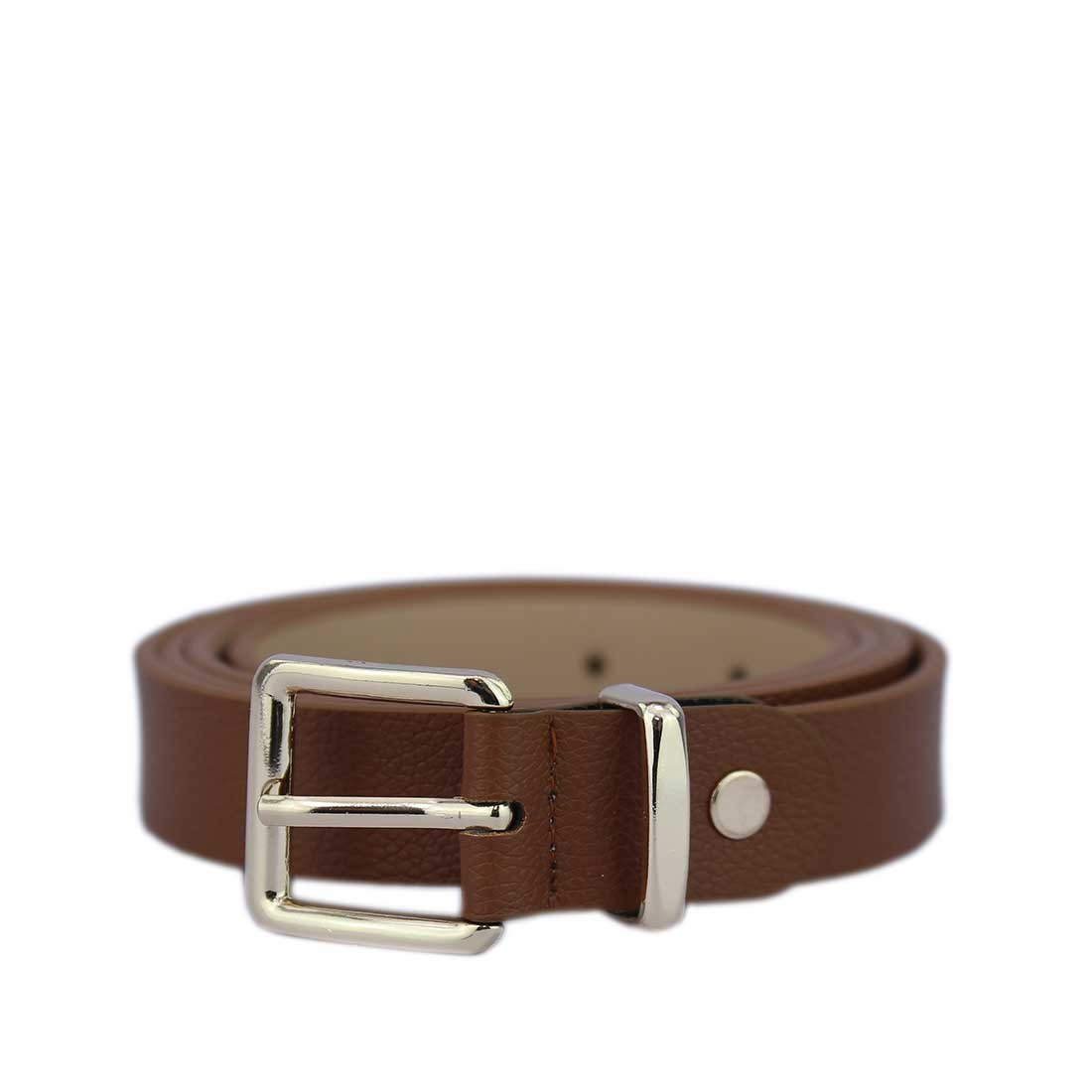 Slim casual belt with a classic gold-toned buckle.