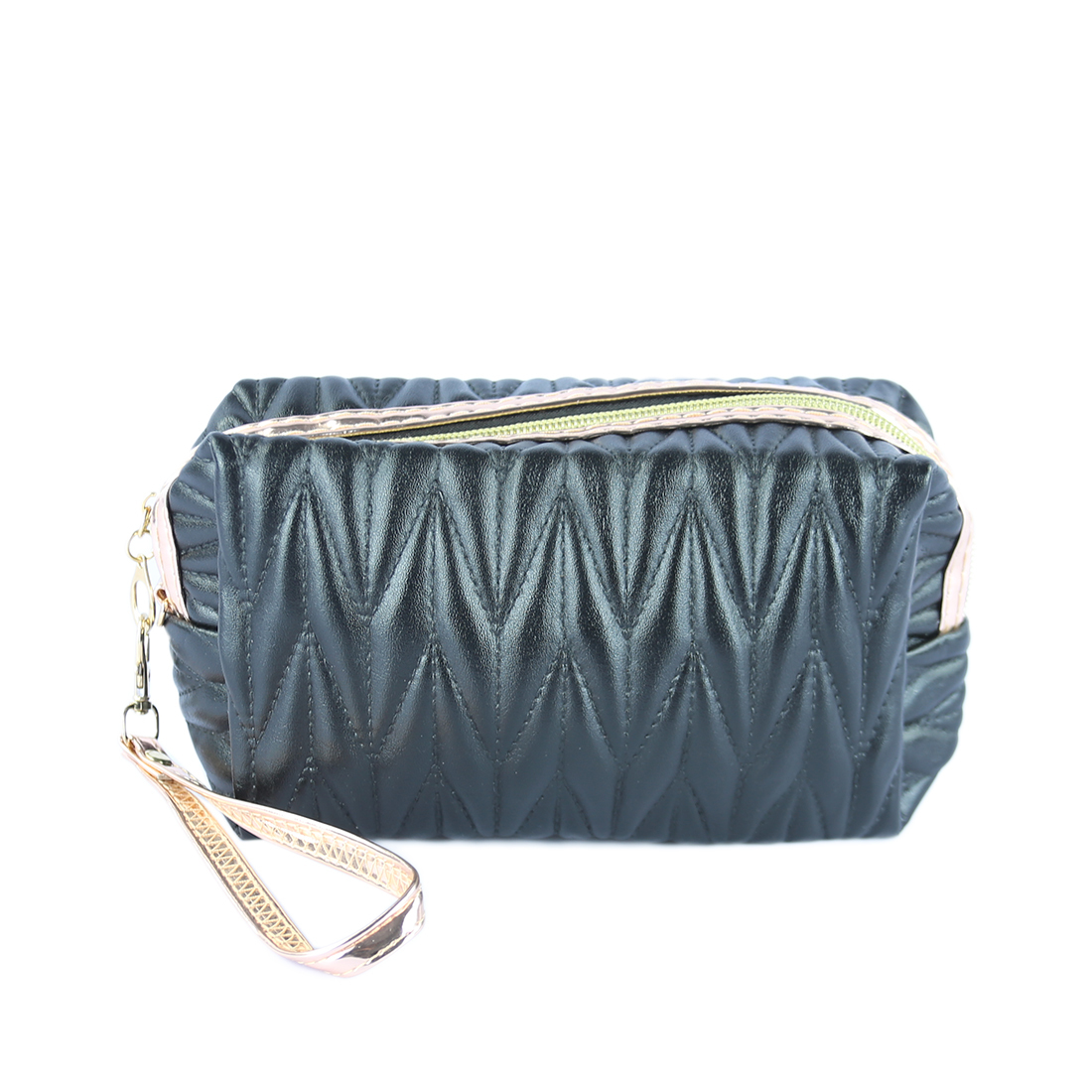 Chic quilted makeup bag in soft sage
