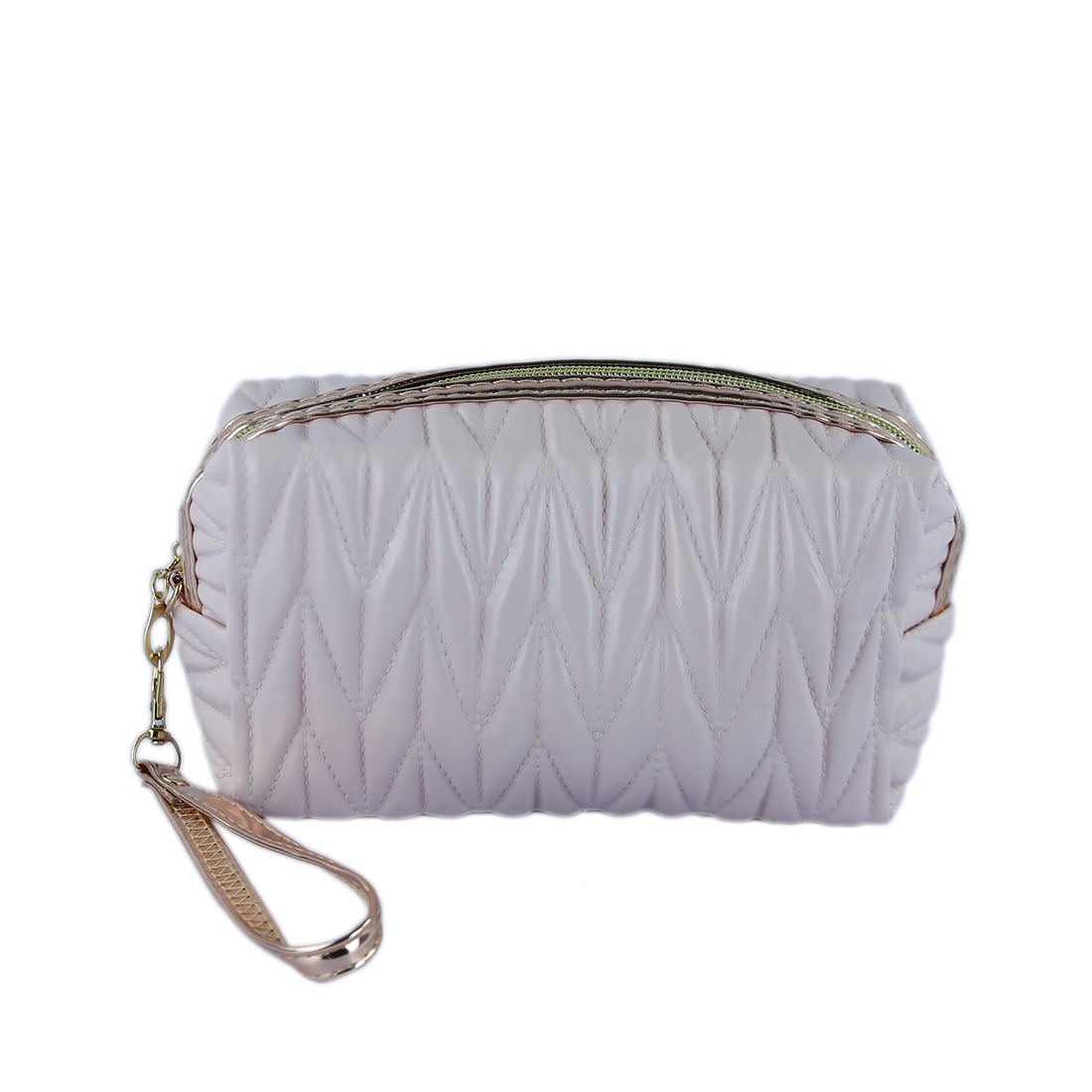 Chic quilted makeup bag in soft sage