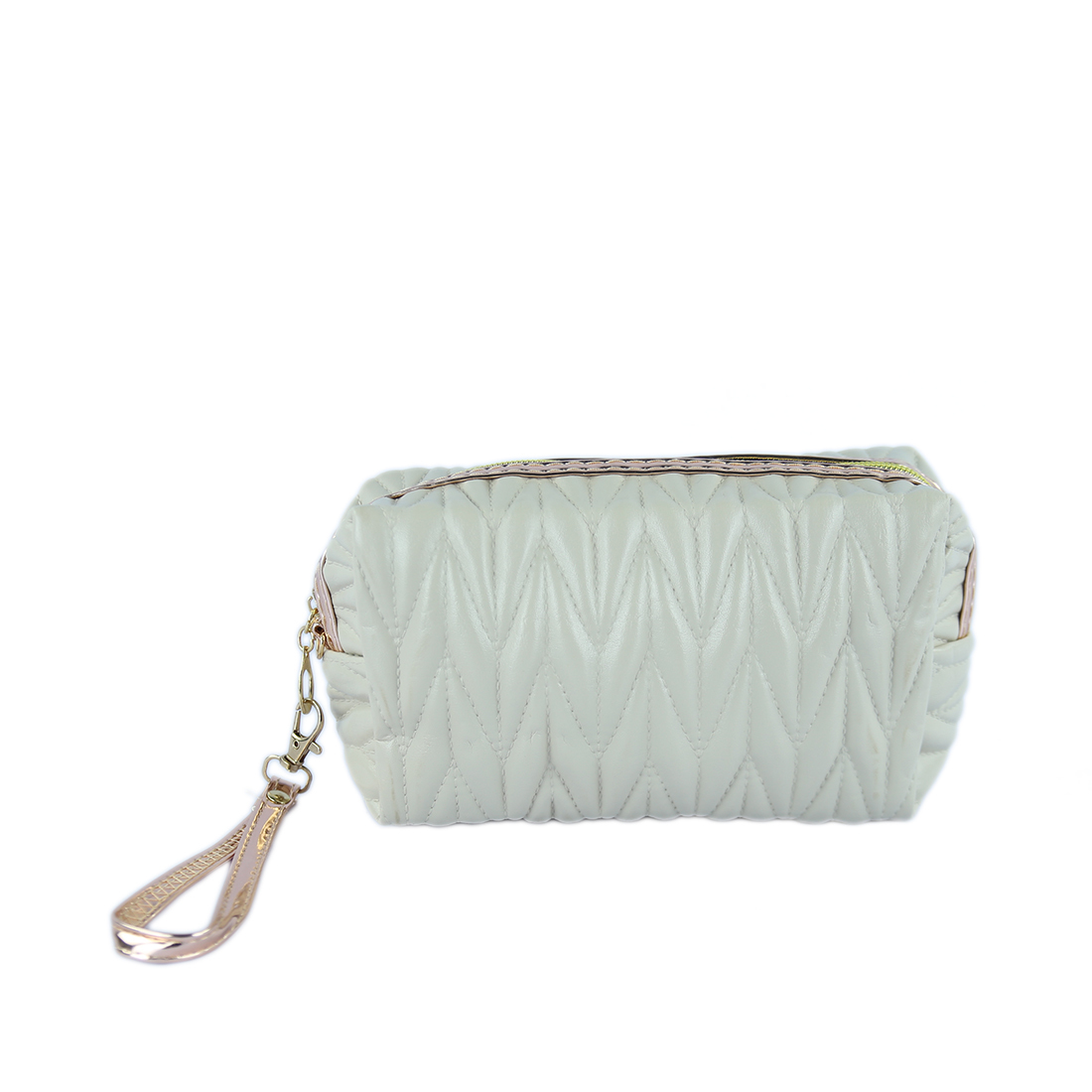 Chic quilted makeup bag in soft sage