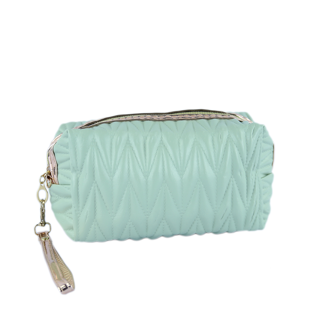 Chic quilted makeup bag in soft sage