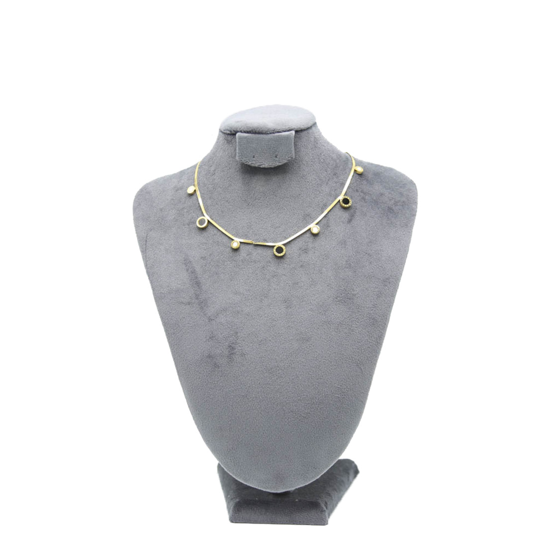 Stainless Steel Necklace with Black & White Accents