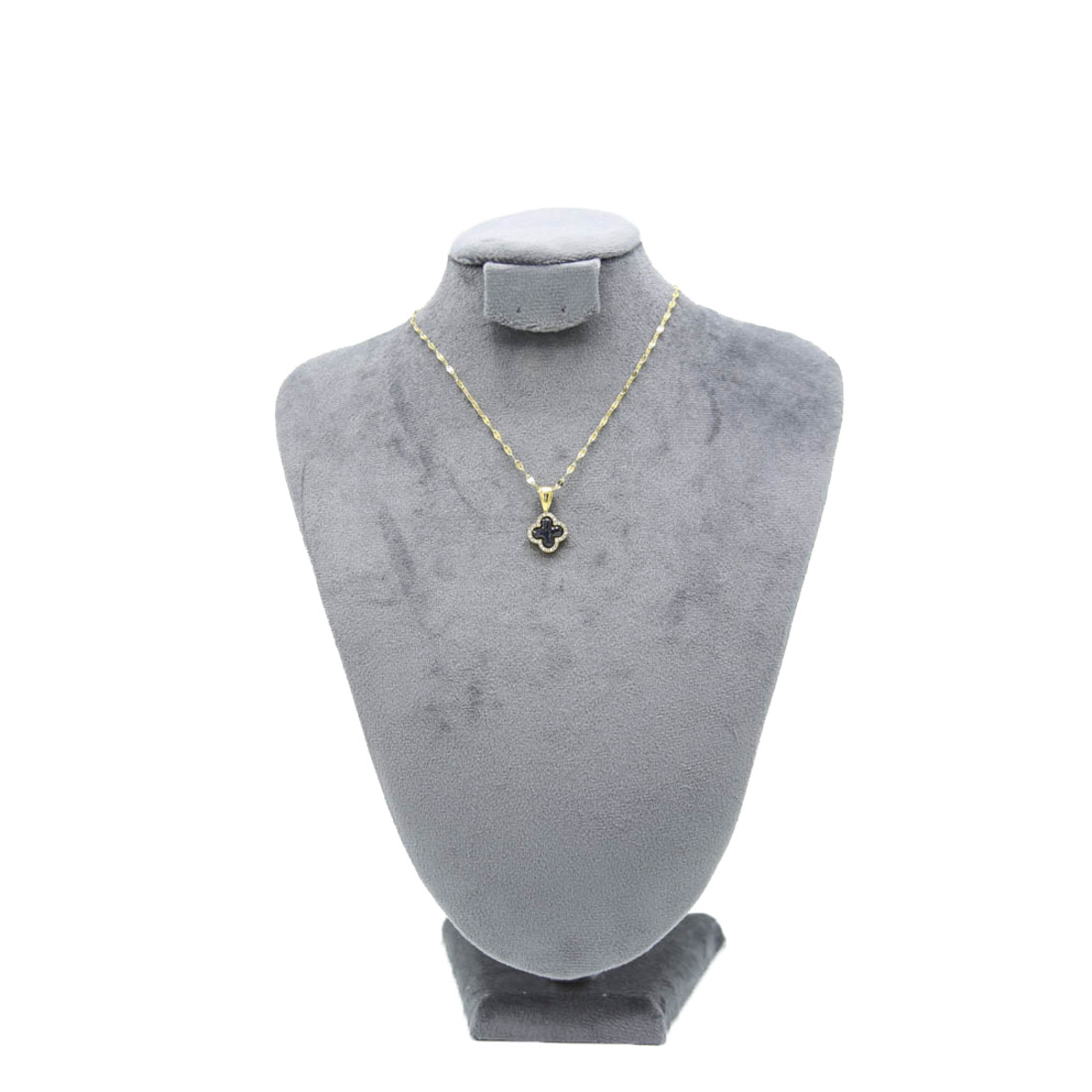 Gold Black Clover Pendant Necklace