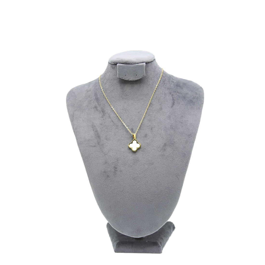 Gold White Clover Pendant Necklace