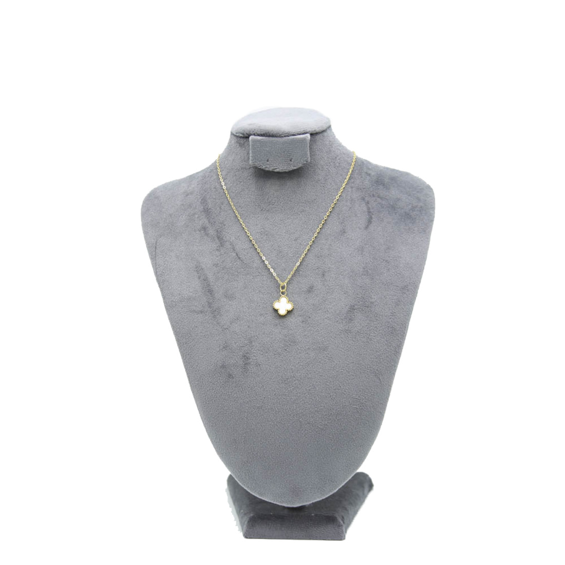 Gold Chain White Clover Necklace