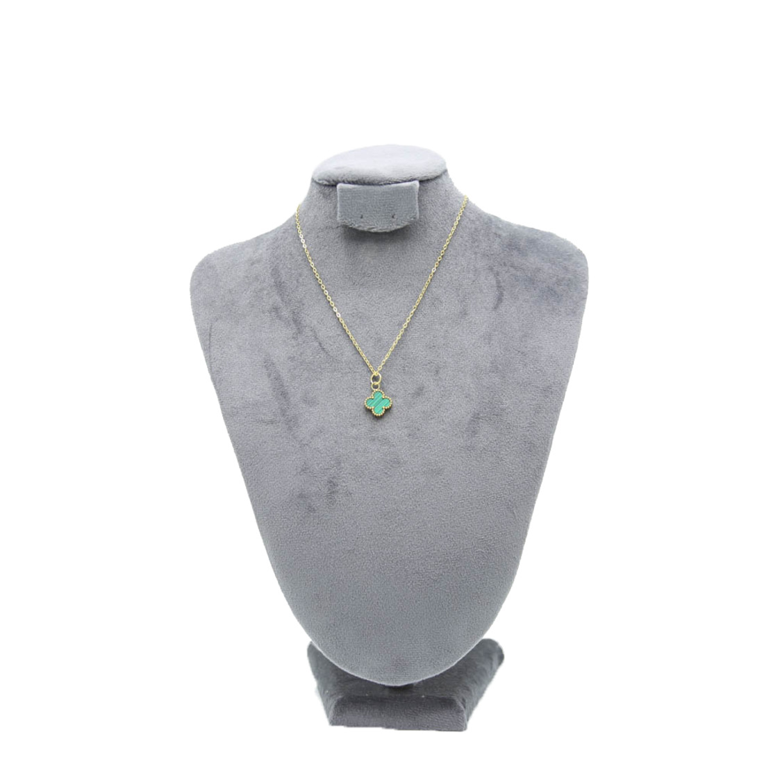 Gold Chain Green Clover Necklace
