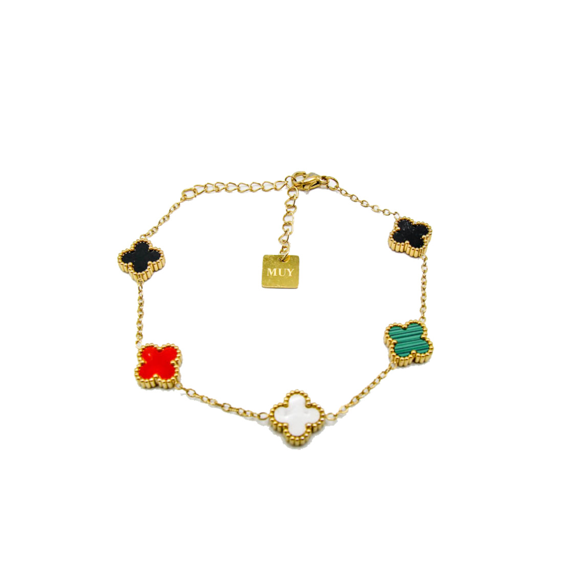 Gold Multi-Color Clover Bracelet