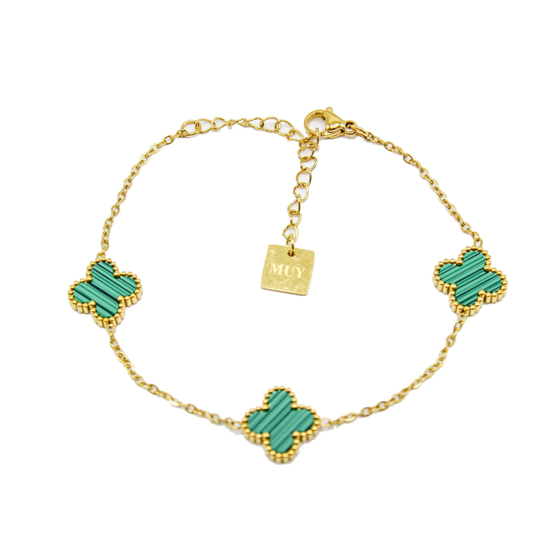 Gold Multi-Green Clover Bracelet