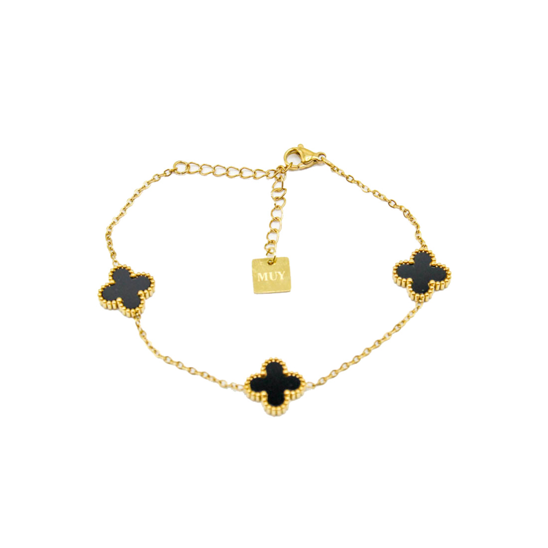 Black and Gold Multi-Clover Bracelet
