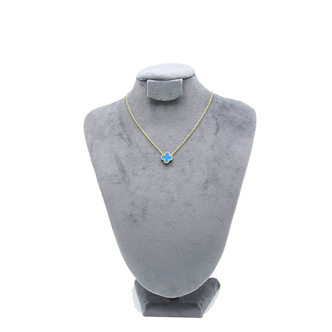 Gold Chain Blue Clover Necklace