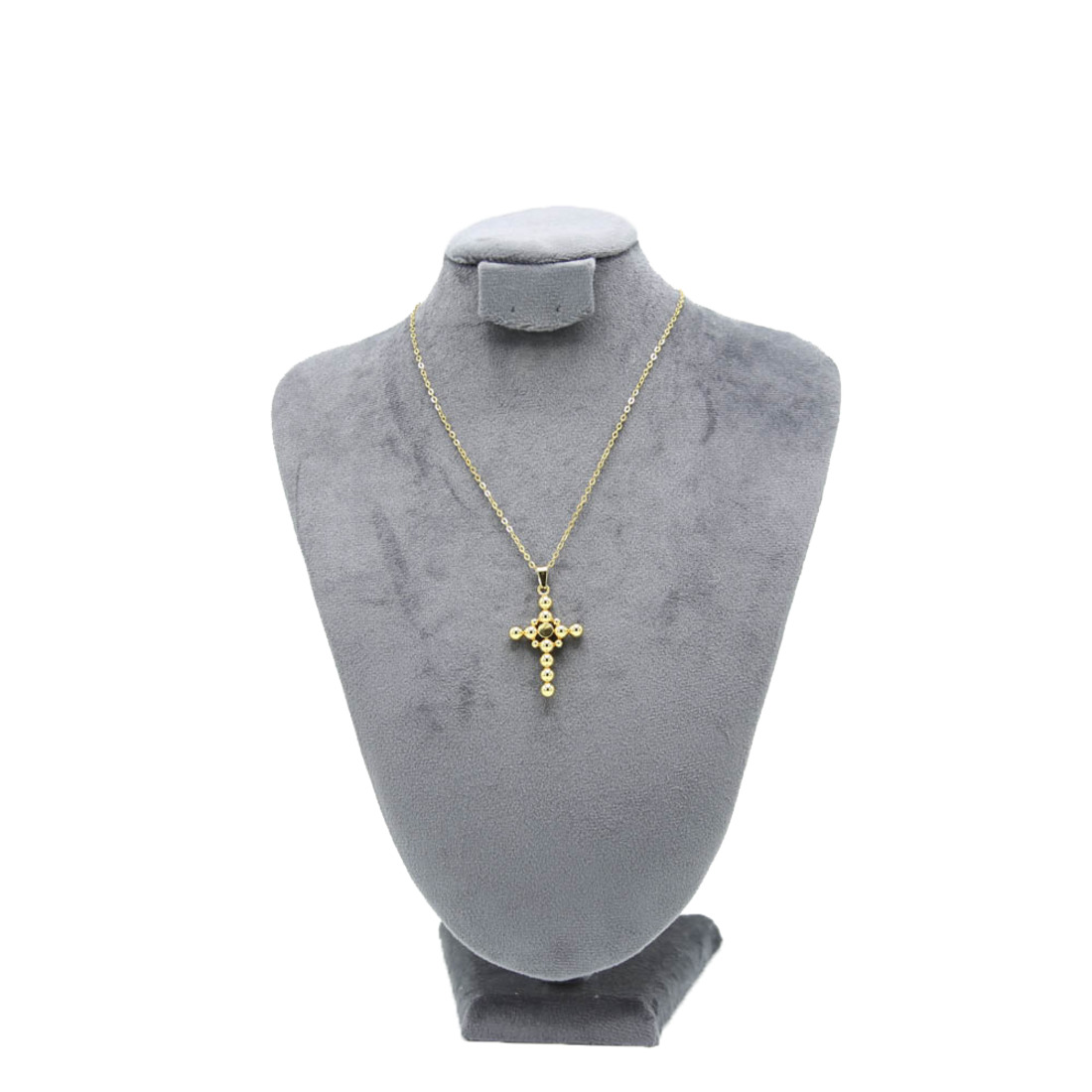 Gold Blue-Detail Cross Necklace