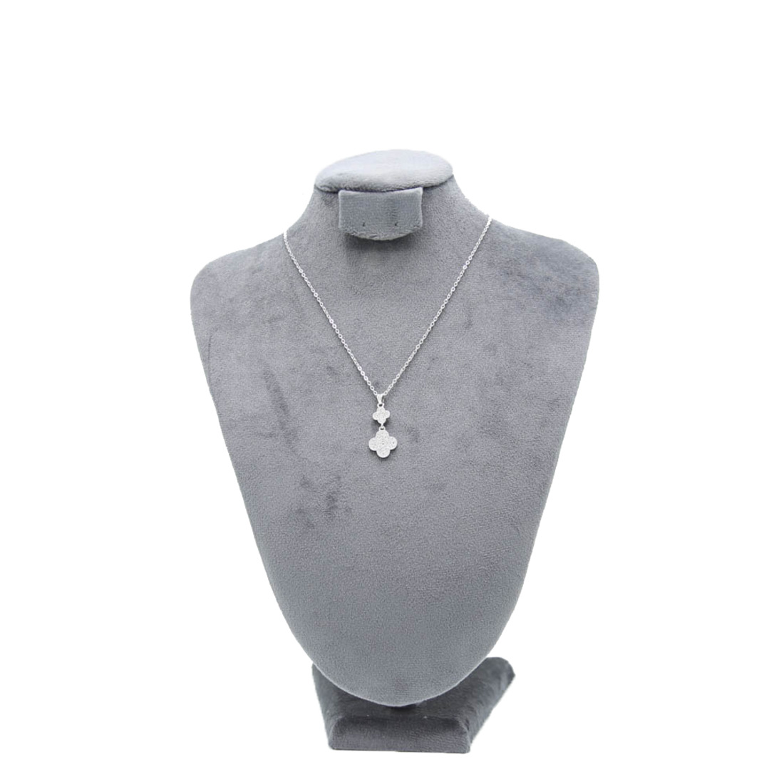 Silver Sparkling Clover Necklace