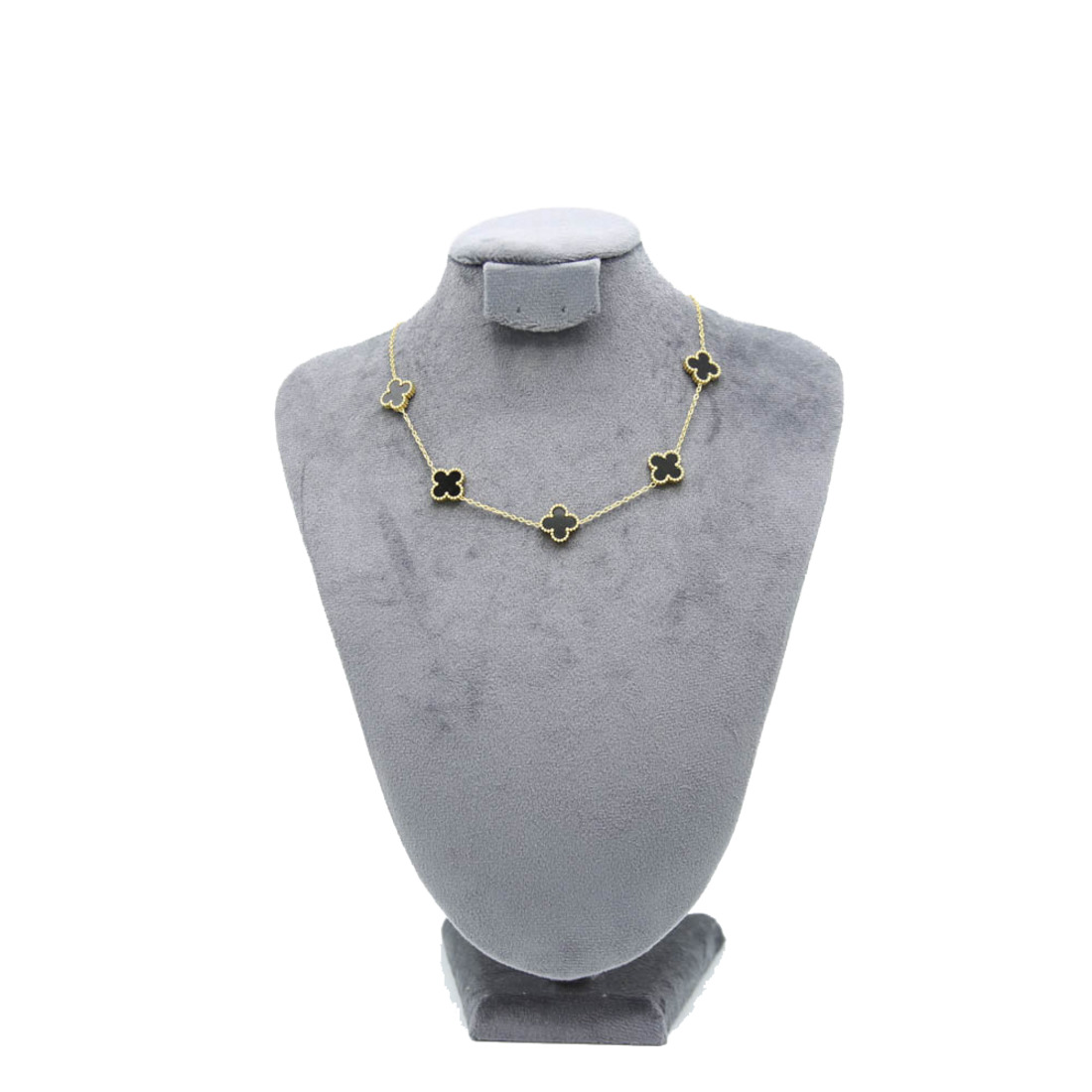 Black and Gold Multi-Clover Necklace