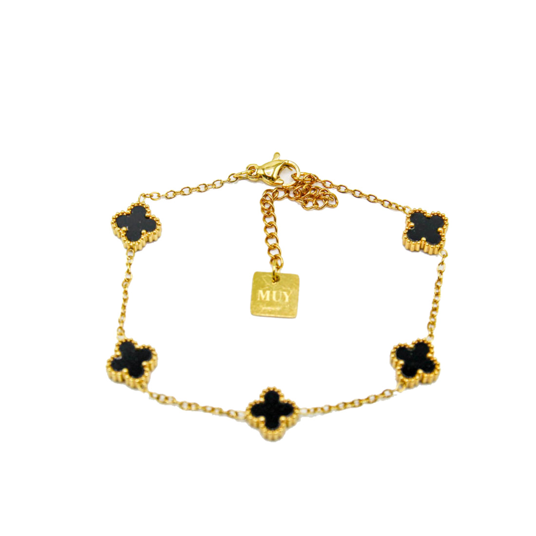 Gold Black Multi-Clover Bracelet