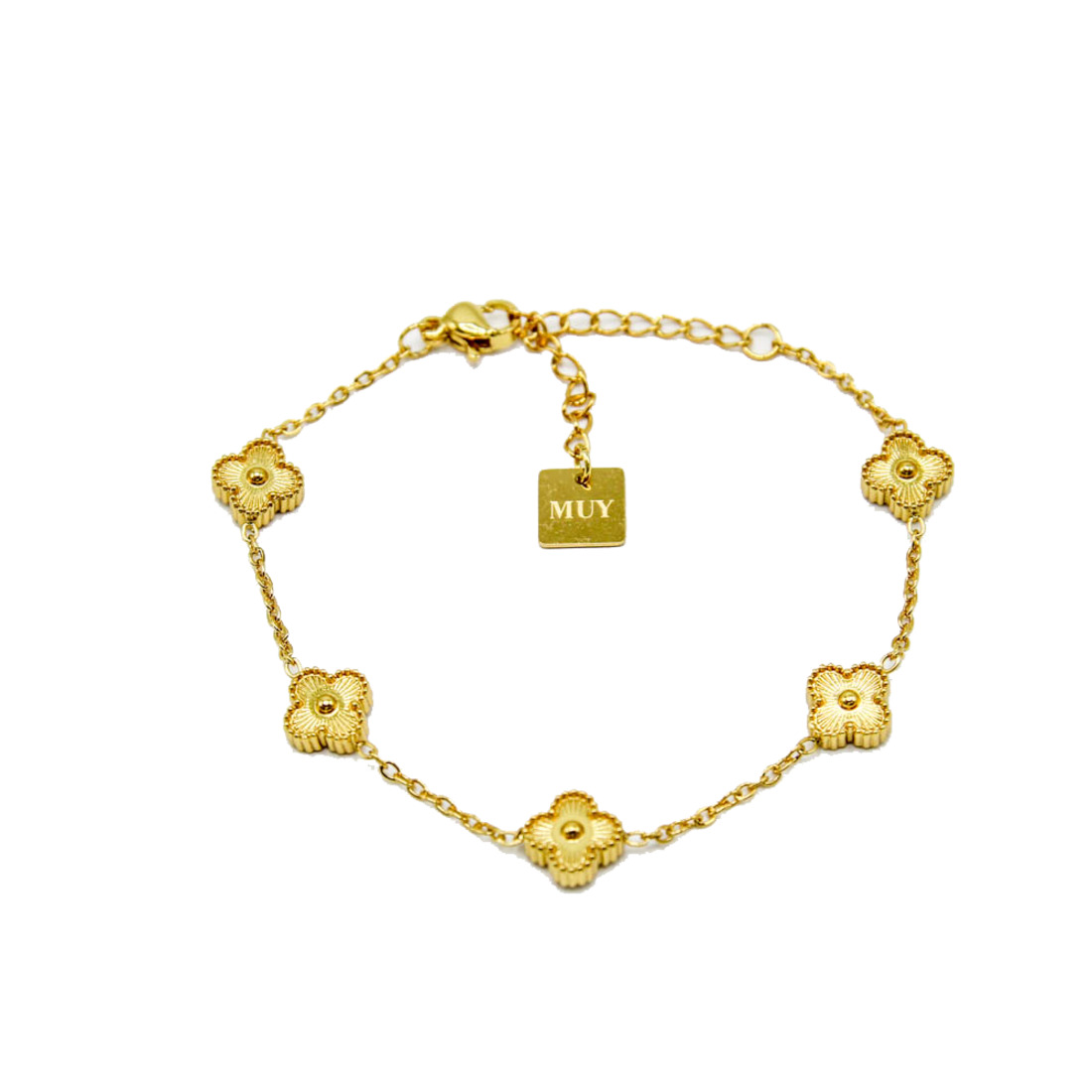 All-Gold Textured Multi-Clover Bracelet