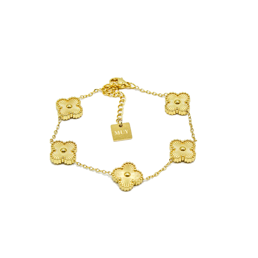 All-Gold Textured Multi-Clover Necklace
