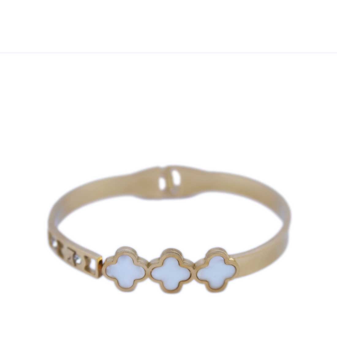 A hinged bracelet featuring multiple cloud-shaped charms.