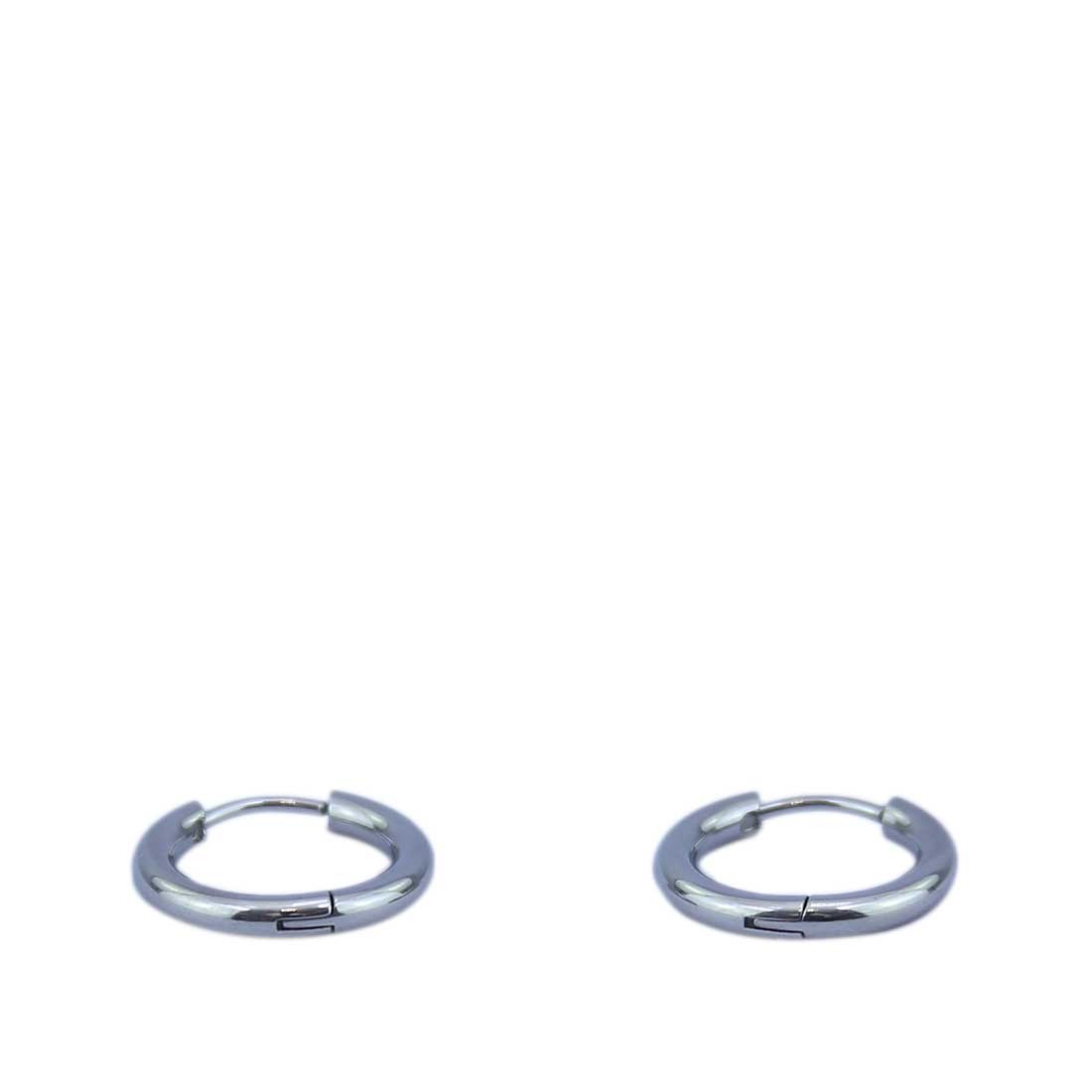 Silver-toned stainless steel small hoop earrings.