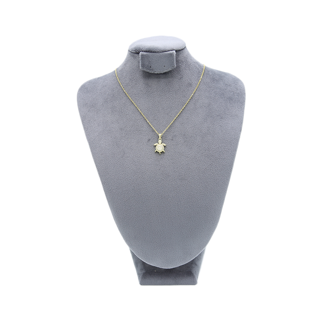 Gold-plated stainless steel necklace with a sparkly turtle pendant