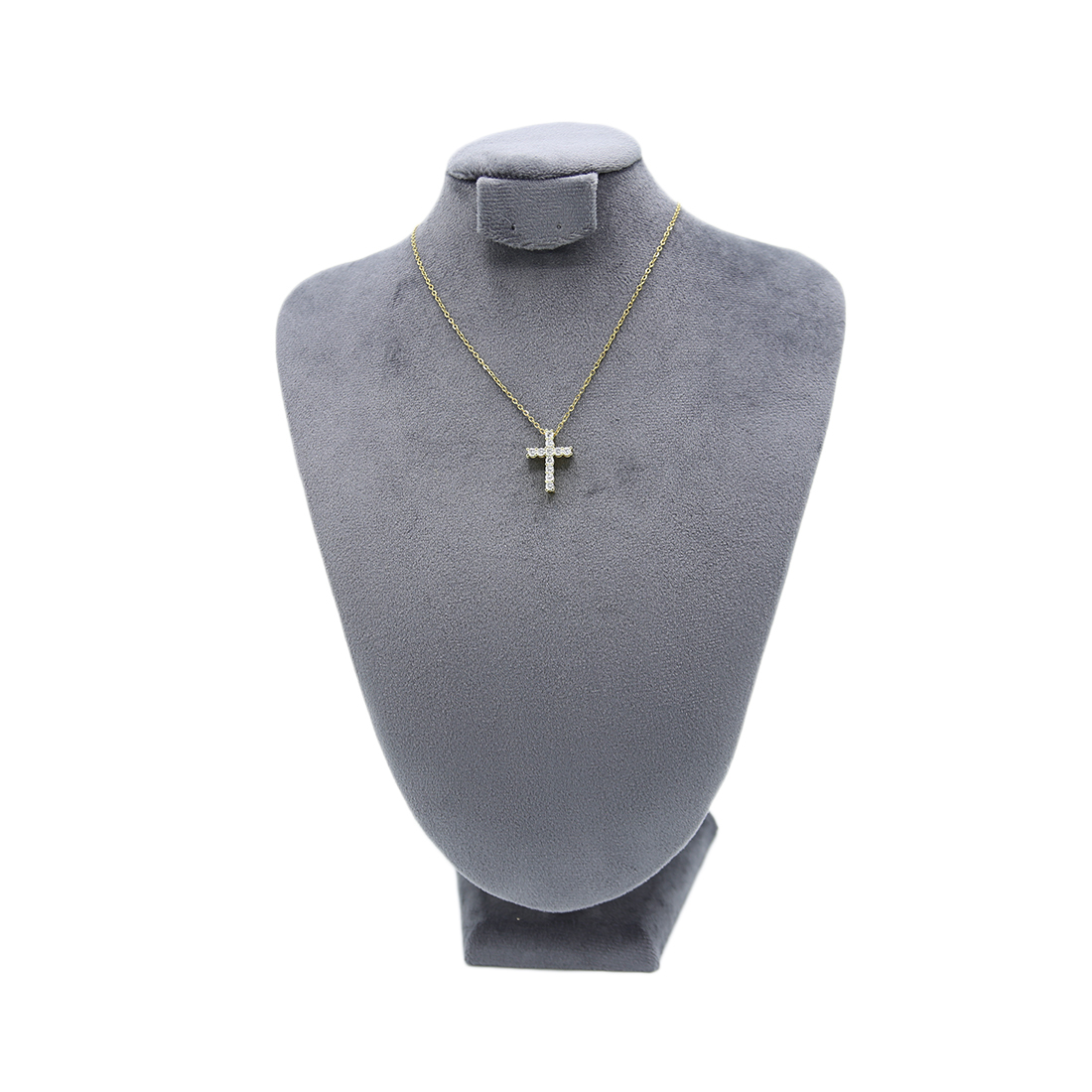 Sparkling gold-plated stainless steel cross necklace