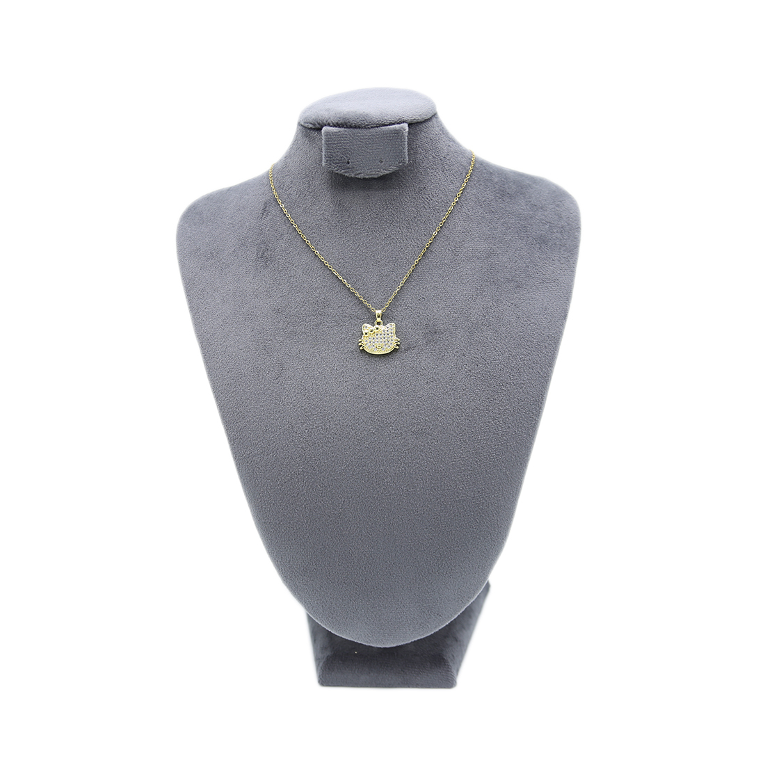Sparkling gold-plated stainless steel cat necklace
