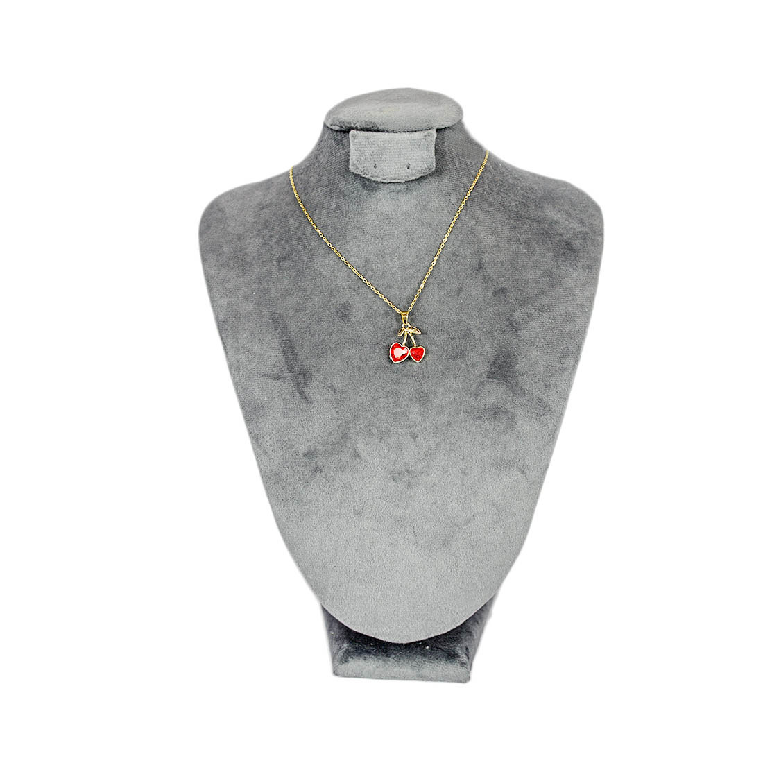 Gold Cherry Heart Pendant Necklace