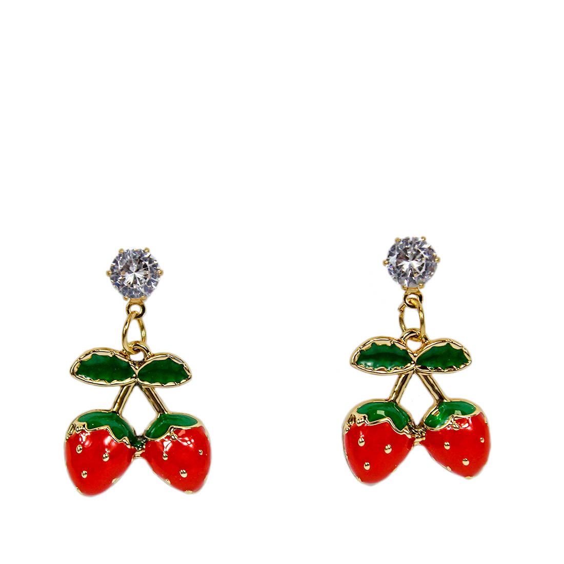 Gold Strawberry fruit jewellery earring