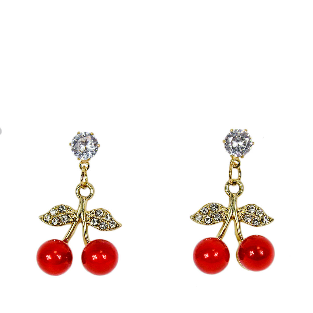 Elegant gold-tone Earring with cherry charm