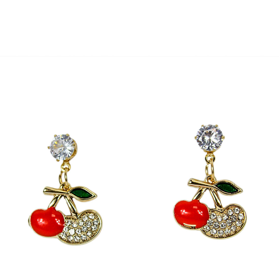 Gold Cherry  Pendant Earring