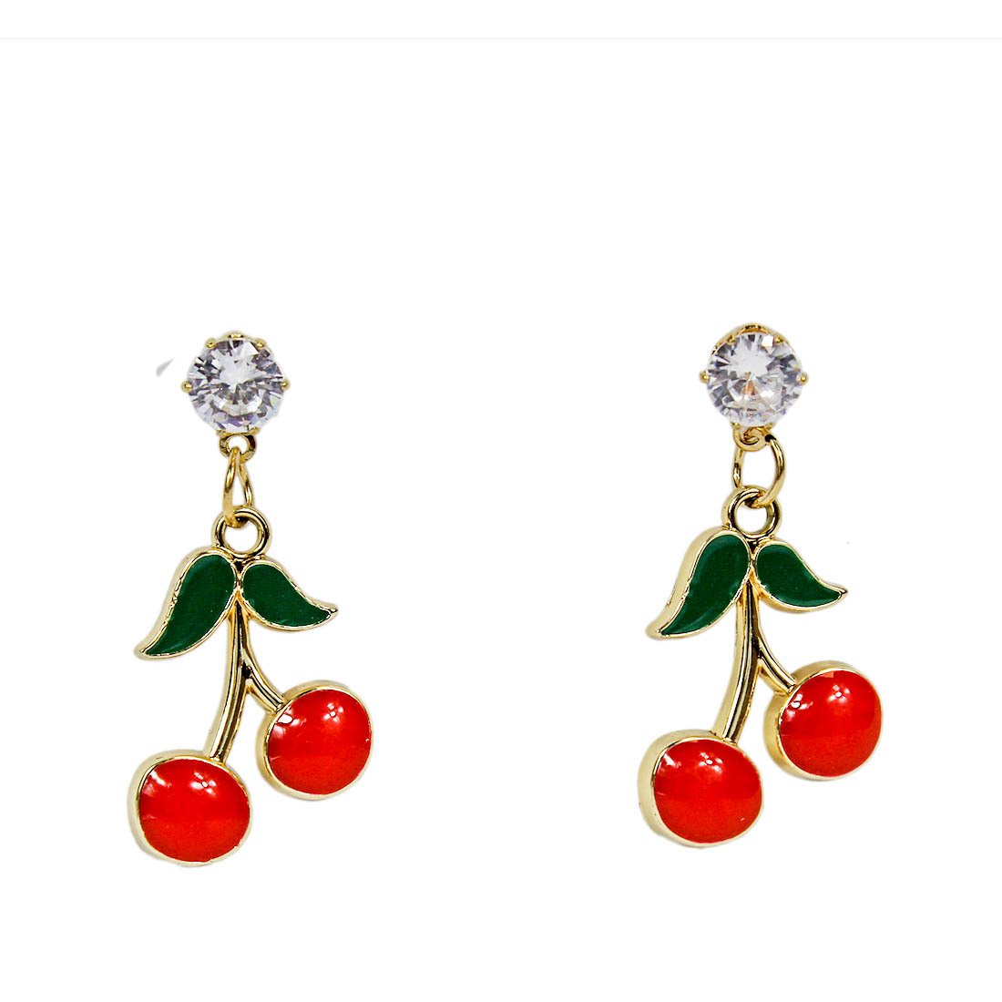 Elegant gold-tone earring with acherry charm
