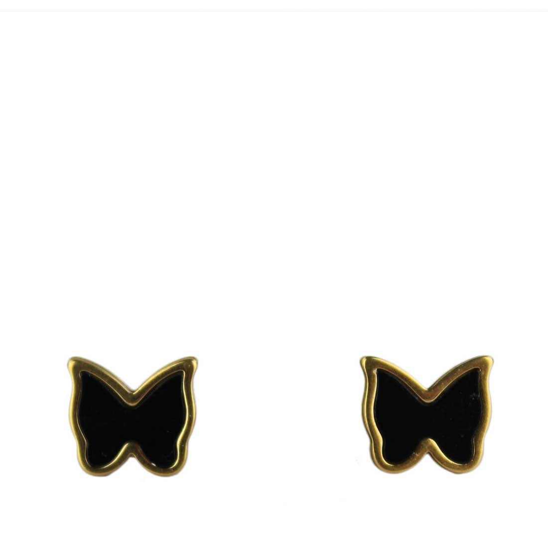 Gold-plated stainless steel butterfly stud earrings.