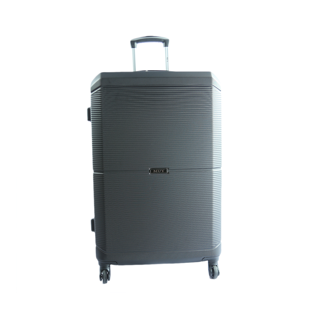 Black Hard-shell suitcase with four spinner wheels