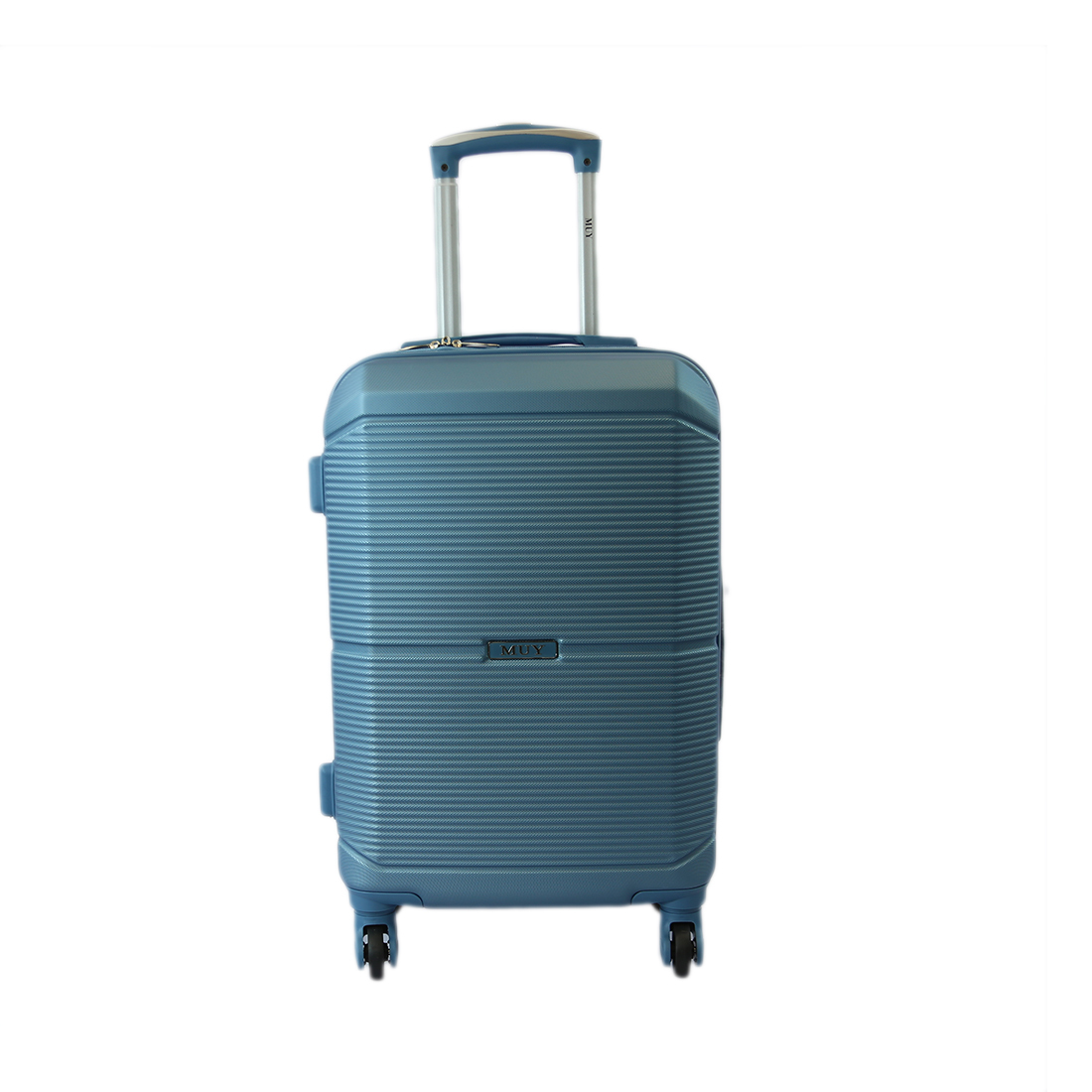 Blue Hard-shell suitcase with four spinner wheels