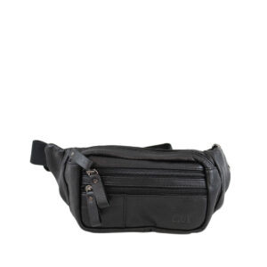 Real Leather Two Zip Bum Bag