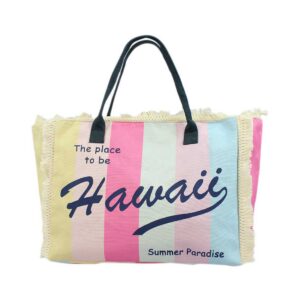 Printed Canvas Beach Bag