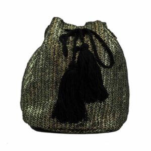 Shiny woven straw crossbody bag