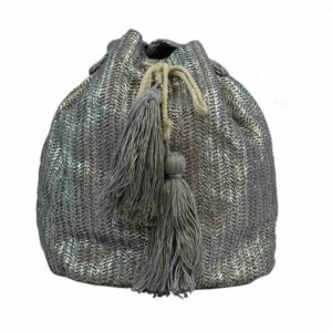 Shiny woven straw crossbody bag