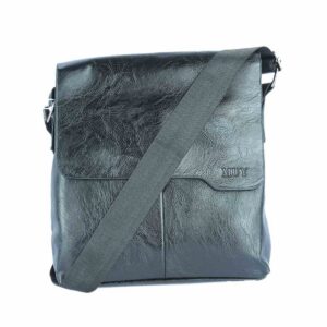 Textured crossbody bag with flap closure and adjustable strap.