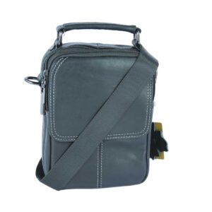 Leather shoulder bag with front pocket