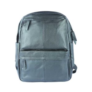 Leather backpack with front pockets
