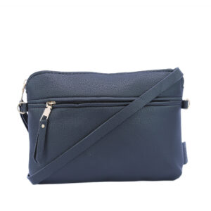 Textured cross bag with front zip pocket and gold-tone hardware.